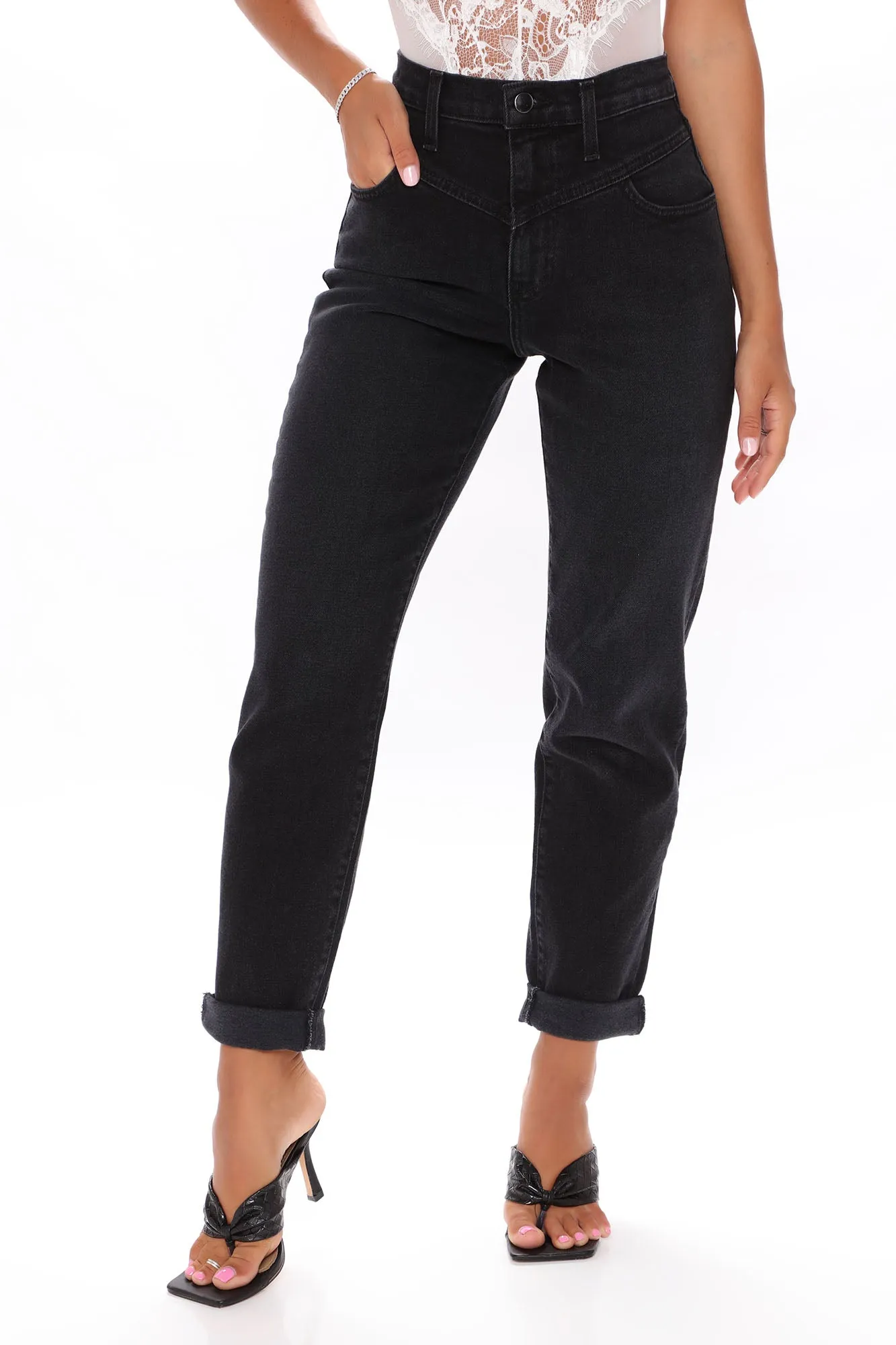 Affair Of The Heart Mom Jeans - Black