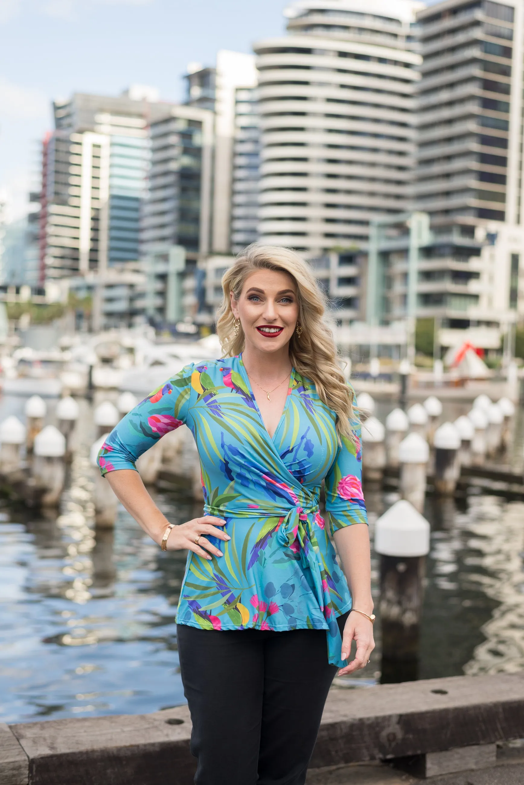 Aqua Lorikeet Wrap Top - Last Sizes