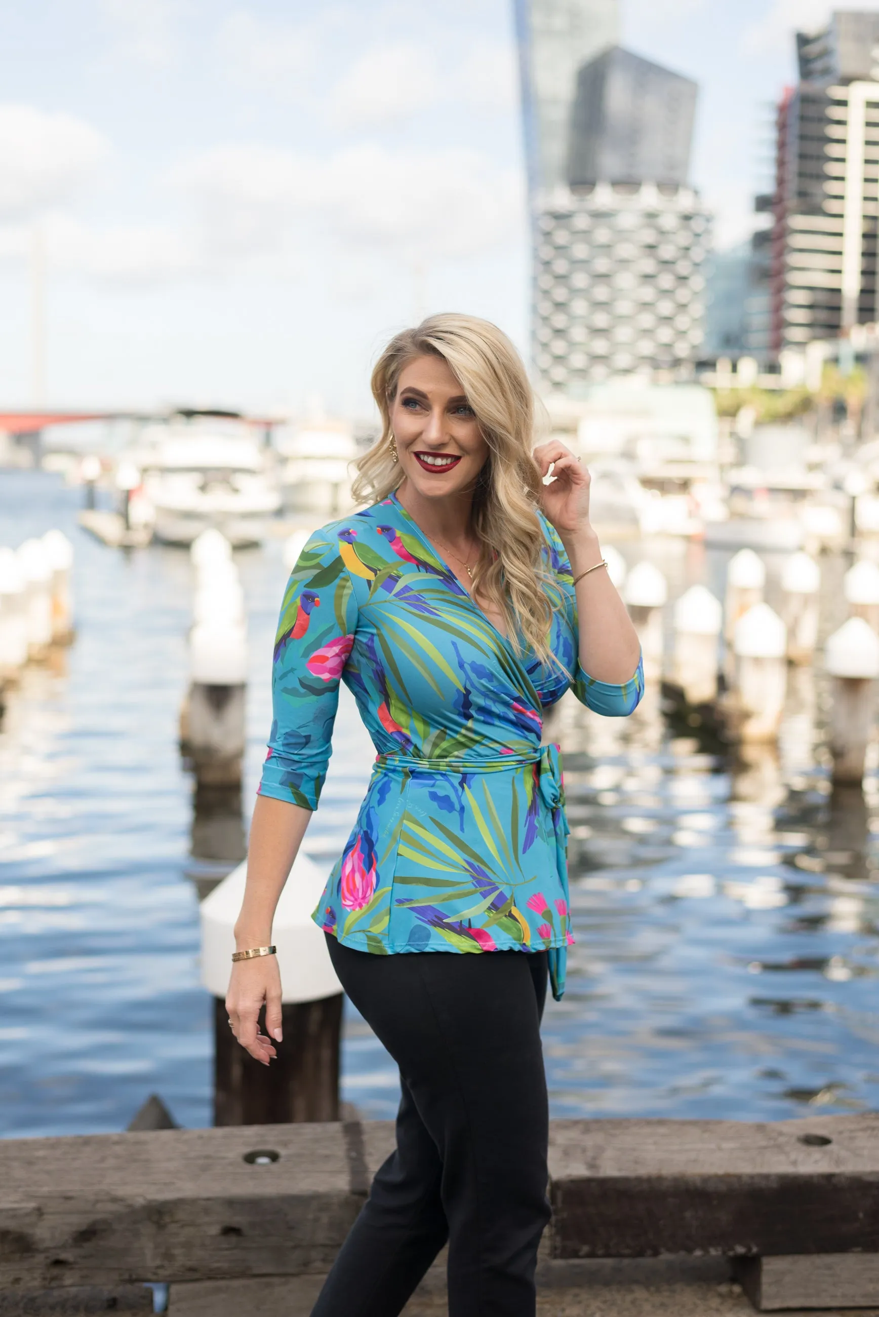 Aqua Lorikeet Wrap Top - Last Sizes