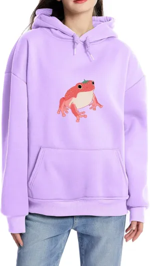 Bobeutou Cute Mushroom Graphic Kawaii Sweatshirt for Teen Girls Oversized Aesthetic Warm Hoodie Tops with Pocket Pullover