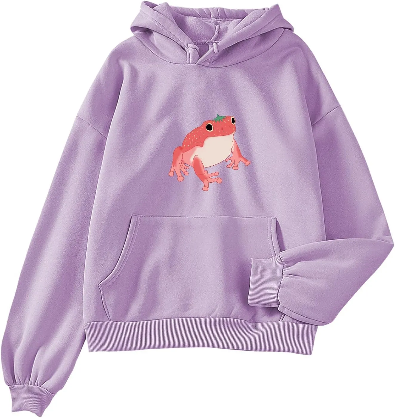 Bobeutou Cute Mushroom Graphic Kawaii Sweatshirt for Teen Girls Oversized Aesthetic Warm Hoodie Tops with Pocket Pullover