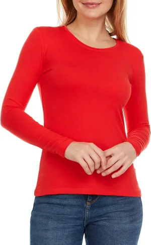 Brix Women's Long Sleeve Tee - Crewneck Cotton T-Shirt Tagless Super Soft Classic and Fitted.
