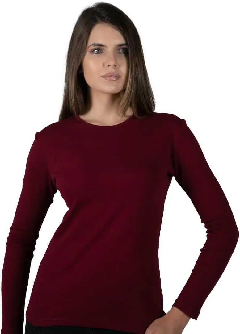 Brix Women's Long Sleeve Tee - Crewneck Cotton T-Shirt Tagless Super Soft Classic and Fitted.