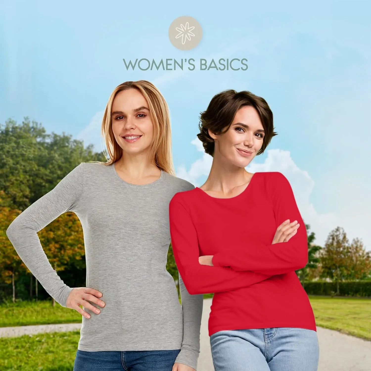 Brix Women's Long Sleeve Tee - Crewneck Cotton T-Shirt Tagless Super Soft Classic and Fitted.