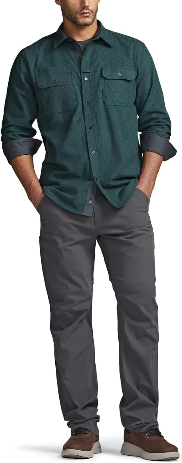 CQR Men's All Cotton Flannel Shirt, Long Sleeve Casual Button Down Plaid Shirt, Brushed Soft Outdoor Tactical Work Shirts