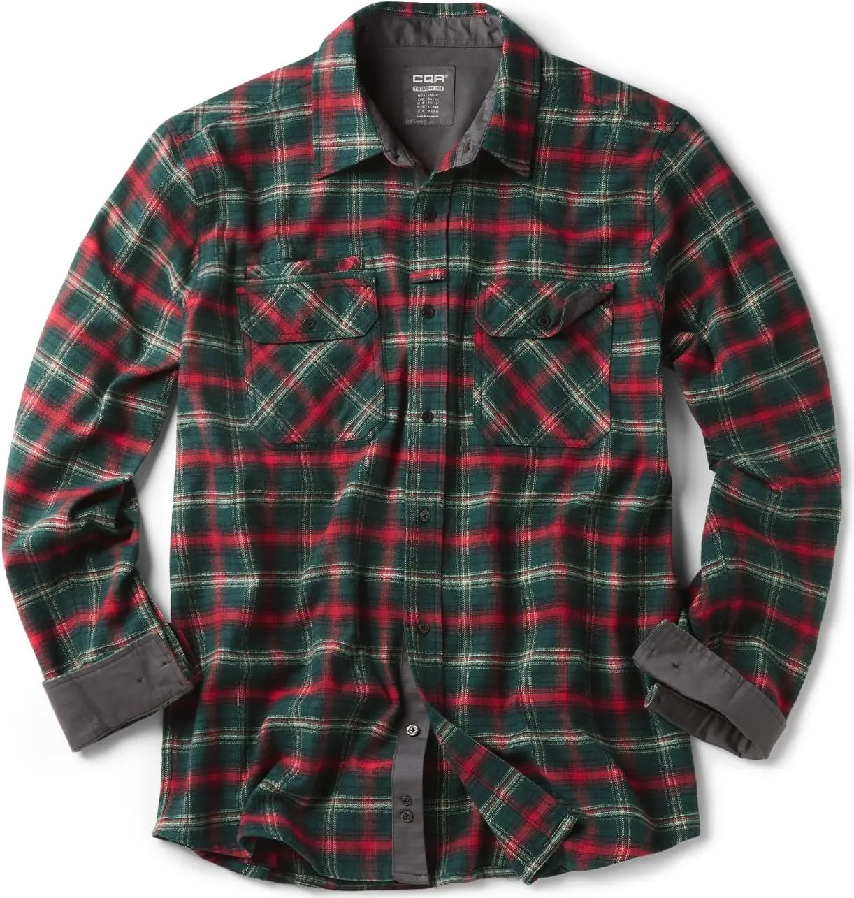 CQR Men's All Cotton Flannel Shirt, Long Sleeve Casual Button Down Plaid Shirt, Brushed Soft Outdoor Tactical Work Shirts