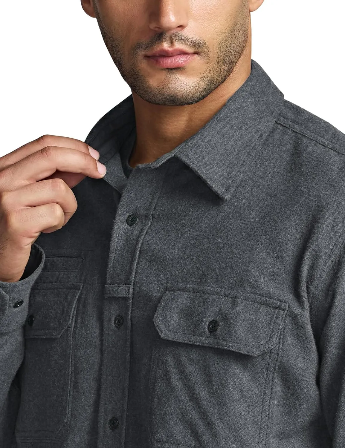 CQR Men's All Cotton Flannel Shirt, Long Sleeve Casual Button Down Plaid Shirt, Brushed Soft Outdoor Tactical Work Shirts