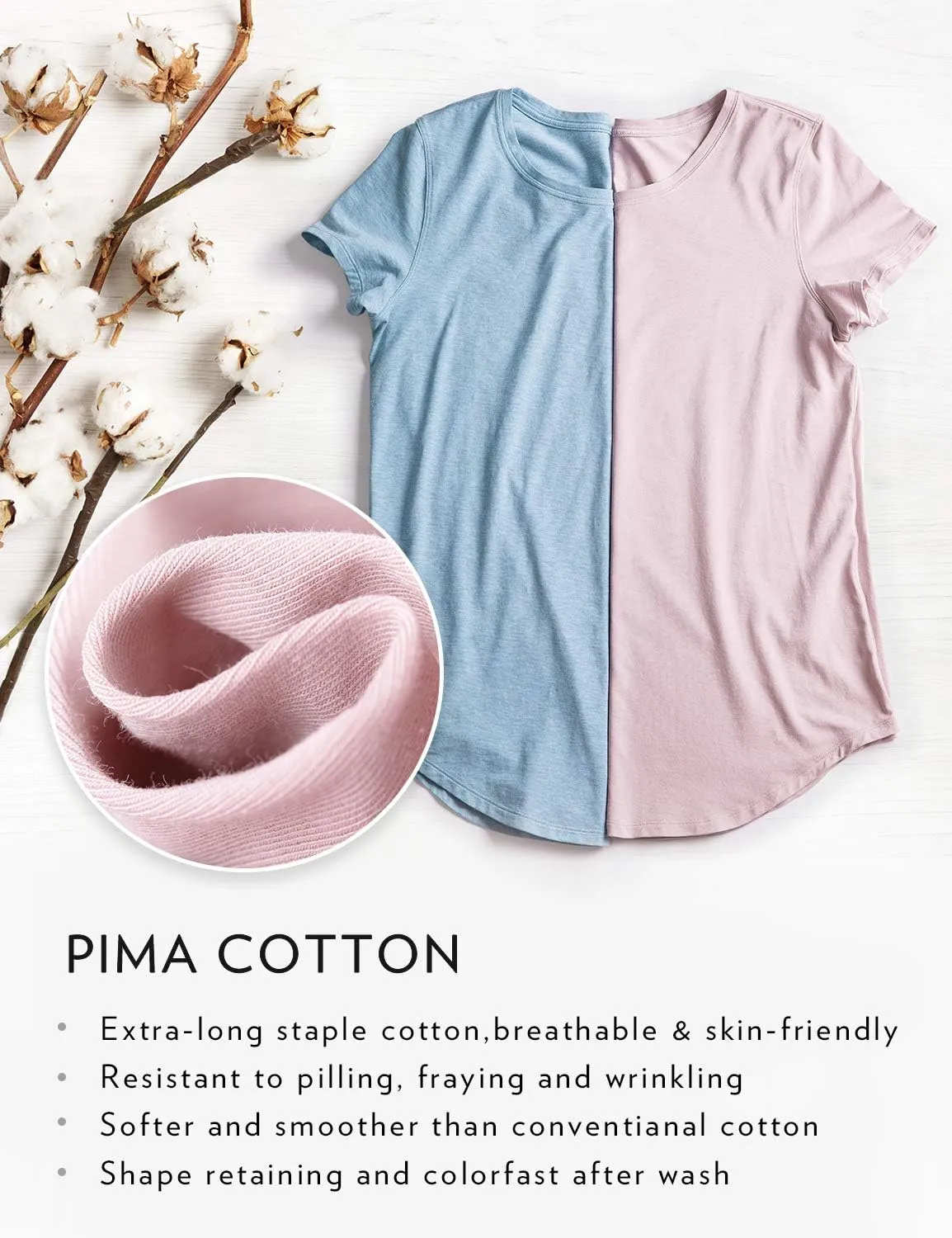 CRZ YOGA Women's Pima Cotton Short Sleeve Workout Shirts Casual Yoga T-Shirt Soft Athletic Top