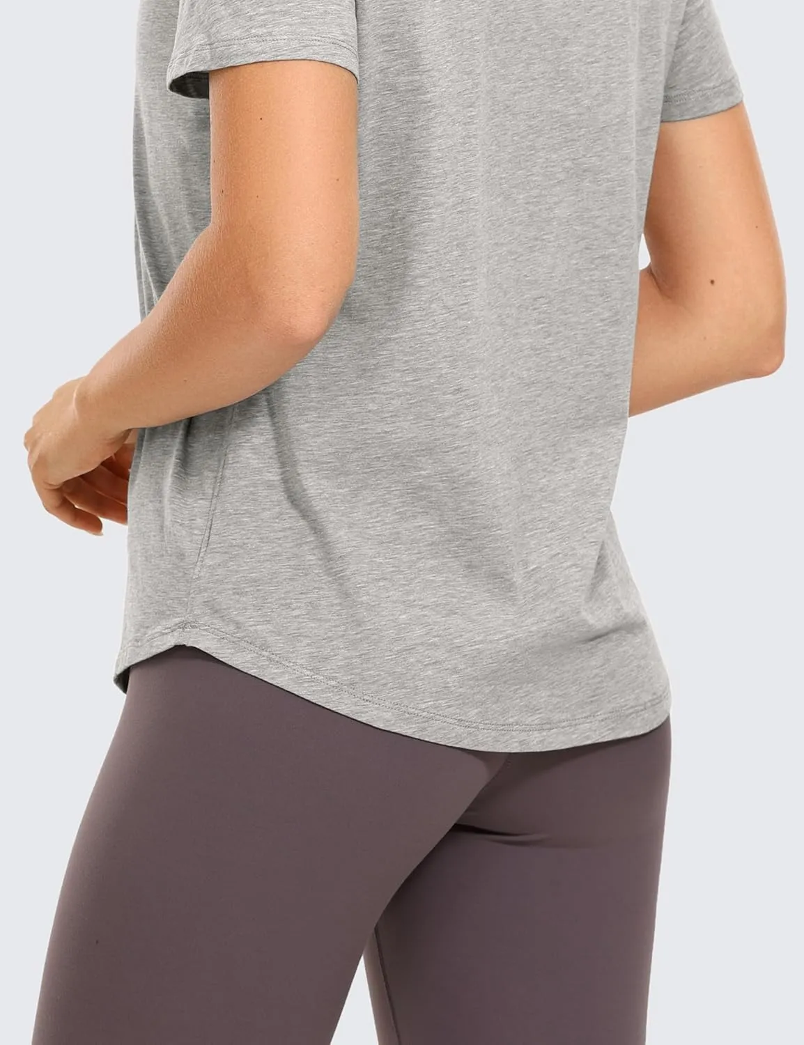 CRZ YOGA Women's Pima Cotton Short Sleeve Workout Shirts Casual Yoga T-Shirt Soft Athletic Top