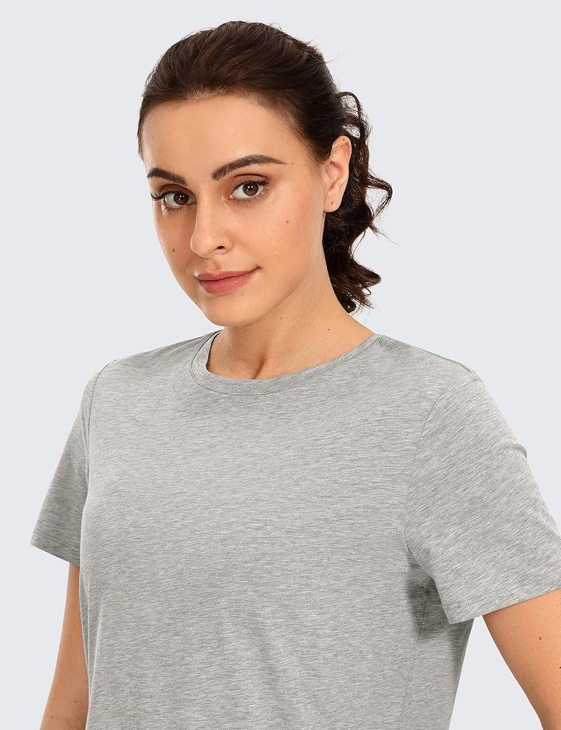 CRZ YOGA Women's Pima Cotton Short Sleeve Workout Shirts Casual Yoga T-Shirt Soft Athletic Top