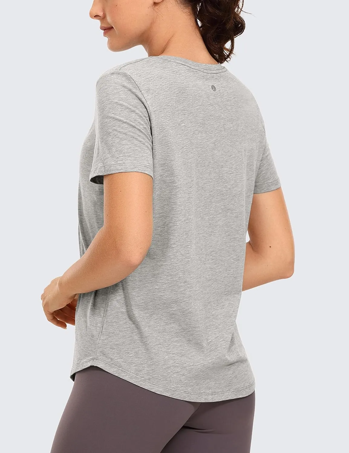 CRZ YOGA Women's Pima Cotton Short Sleeve Workout Shirts Casual Yoga T-Shirt Soft Athletic Top