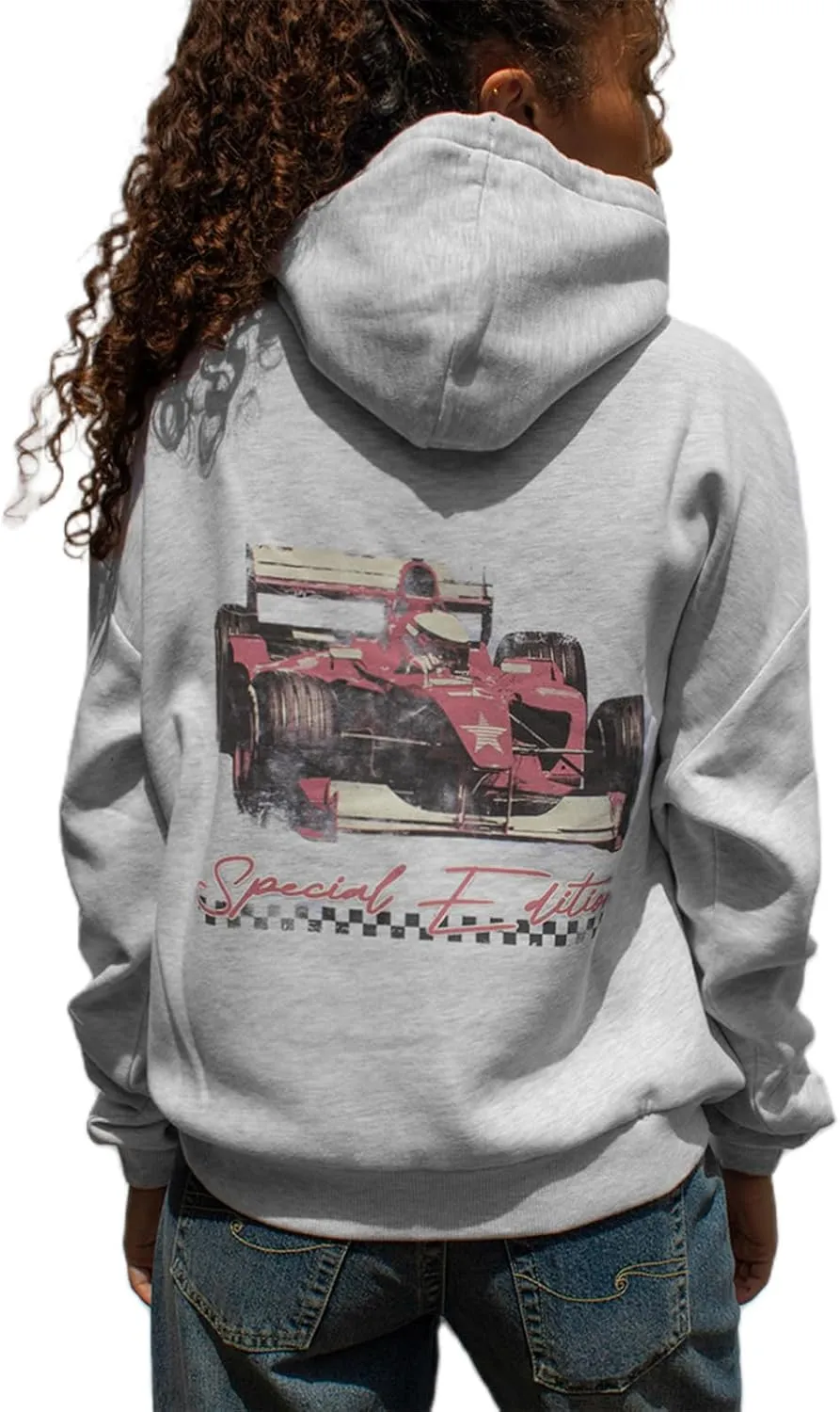 Graphic Hoodies for Women Cute Long Sleeve Preppy Sweatshirts Fall Oversized Pullover Hooded Tops With Pockets