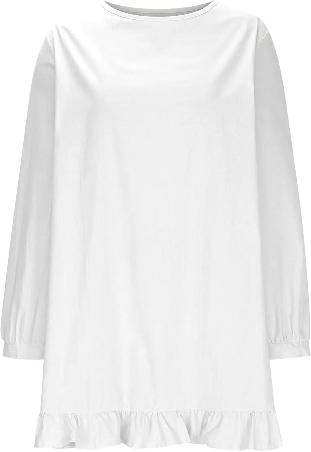 hlysgo Petite Dresses for Women Summer Ruffled Hem Cotton Linen Mini Dress Cute Long Sleeveless Crew Neck Going Out Dress
