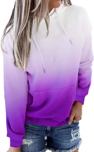 HVEPUO Womens Hoodies Fall Long Sleeve Drawstring Pullover Tops With Pockets Girls' Fashion Loose Casual Sweatshirt For Women