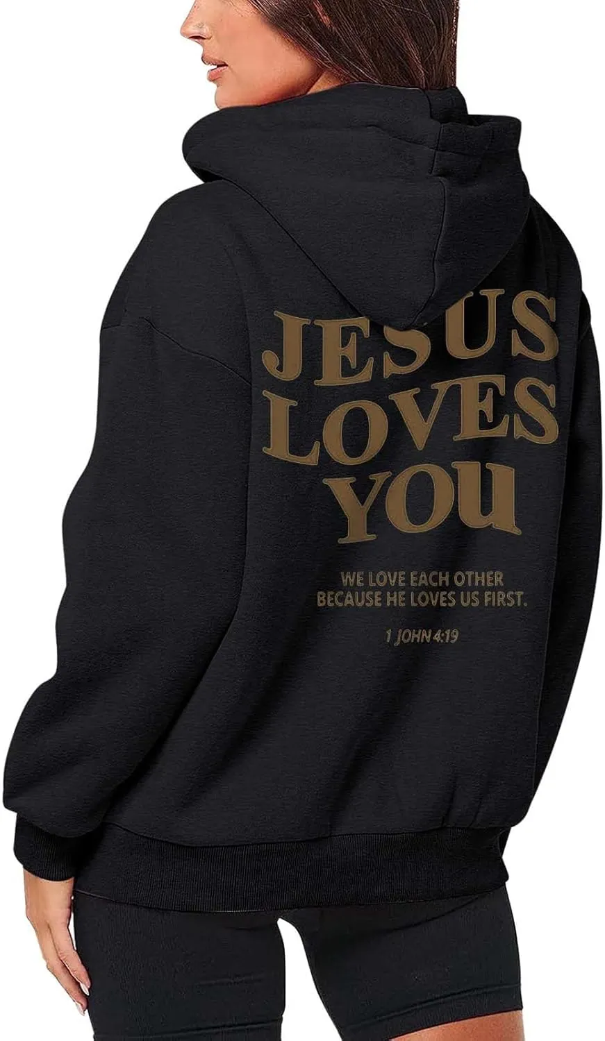 Jesus Loves You Zip Up Christian Hoodies for Women Bible Verse Oversized Long Sleeve Pockets Drawstring Sweatshirts