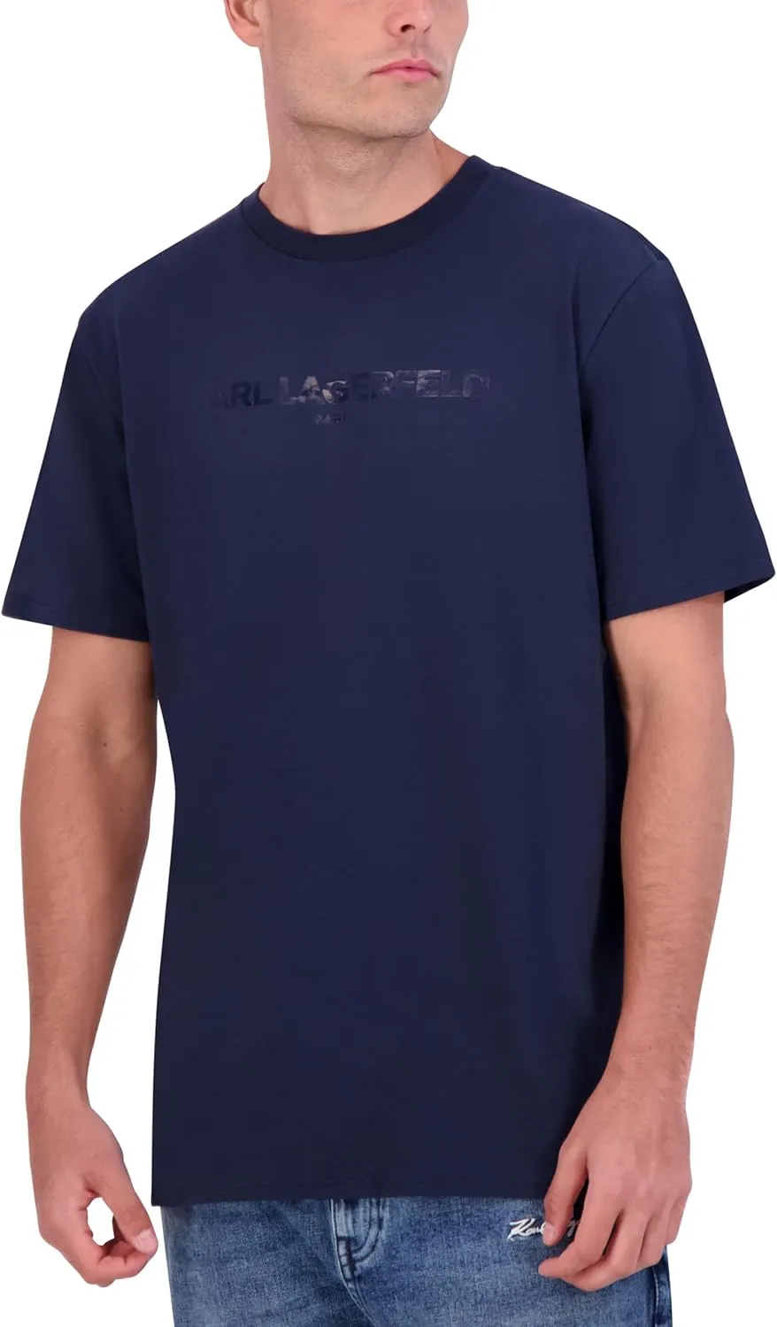 KARL LAGERFELD mens Soft Crew Neck Tonal Logo Short Sleeve T-shirt