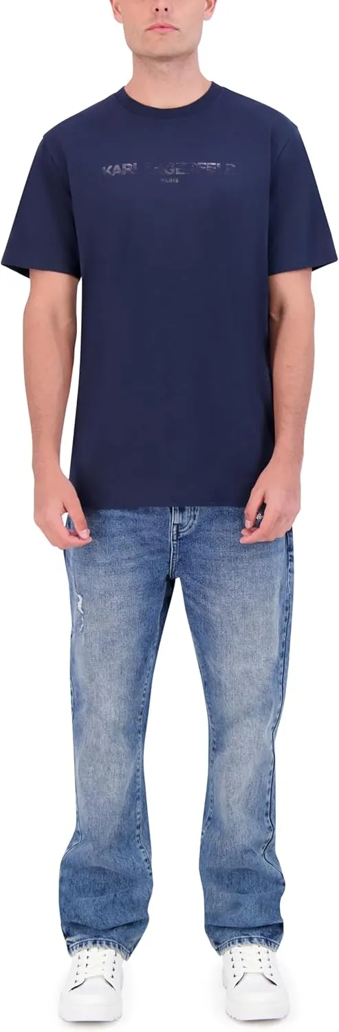 KARL LAGERFELD mens Soft Crew Neck Tonal Logo Short Sleeve T-shirt