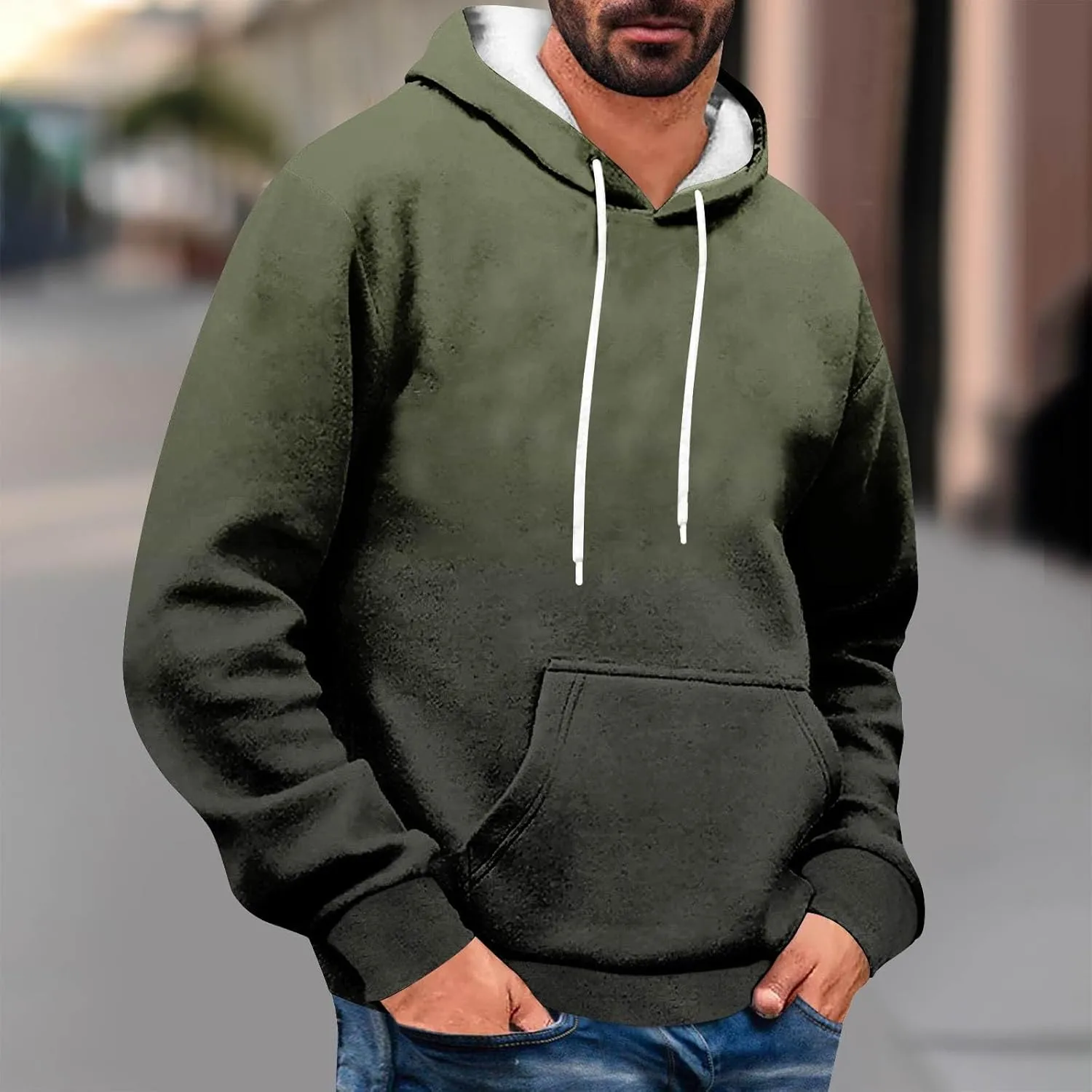 Men Sweatshirt Running Soft Outerwear Long Sleeve Lightweight Drawstring Hoodies Stylish Casual Athletic Sweatshirt