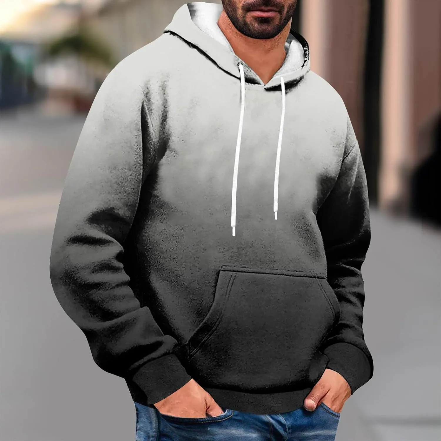 Men Sweatshirt Running Soft Outerwear Long Sleeve Lightweight Drawstring Hoodies Stylish Casual Athletic Sweatshirt