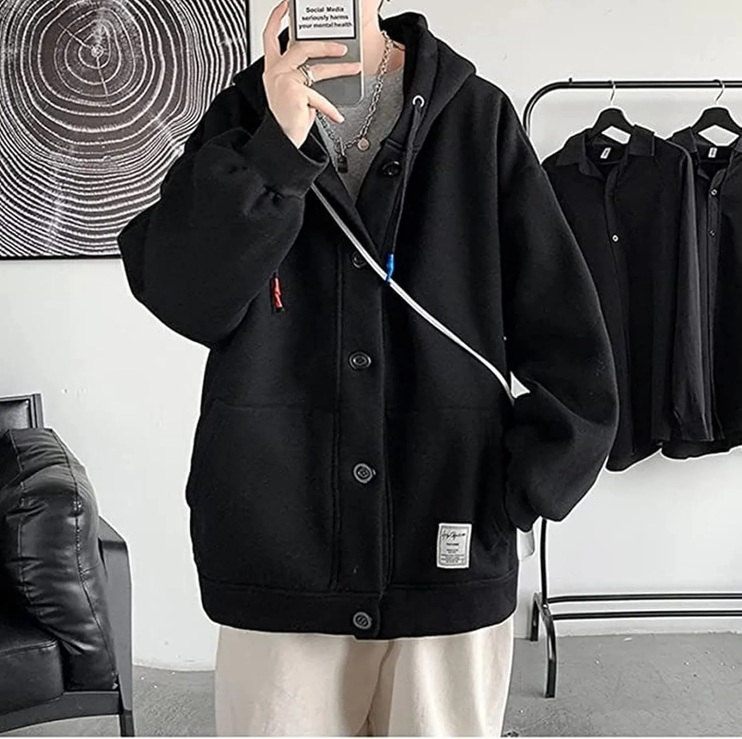 Men Women Harajuku Preppy Hoodies, Korean Aesthetic Oversized Soft Clothes Academia Hooded Sweatshirts Winter Fall