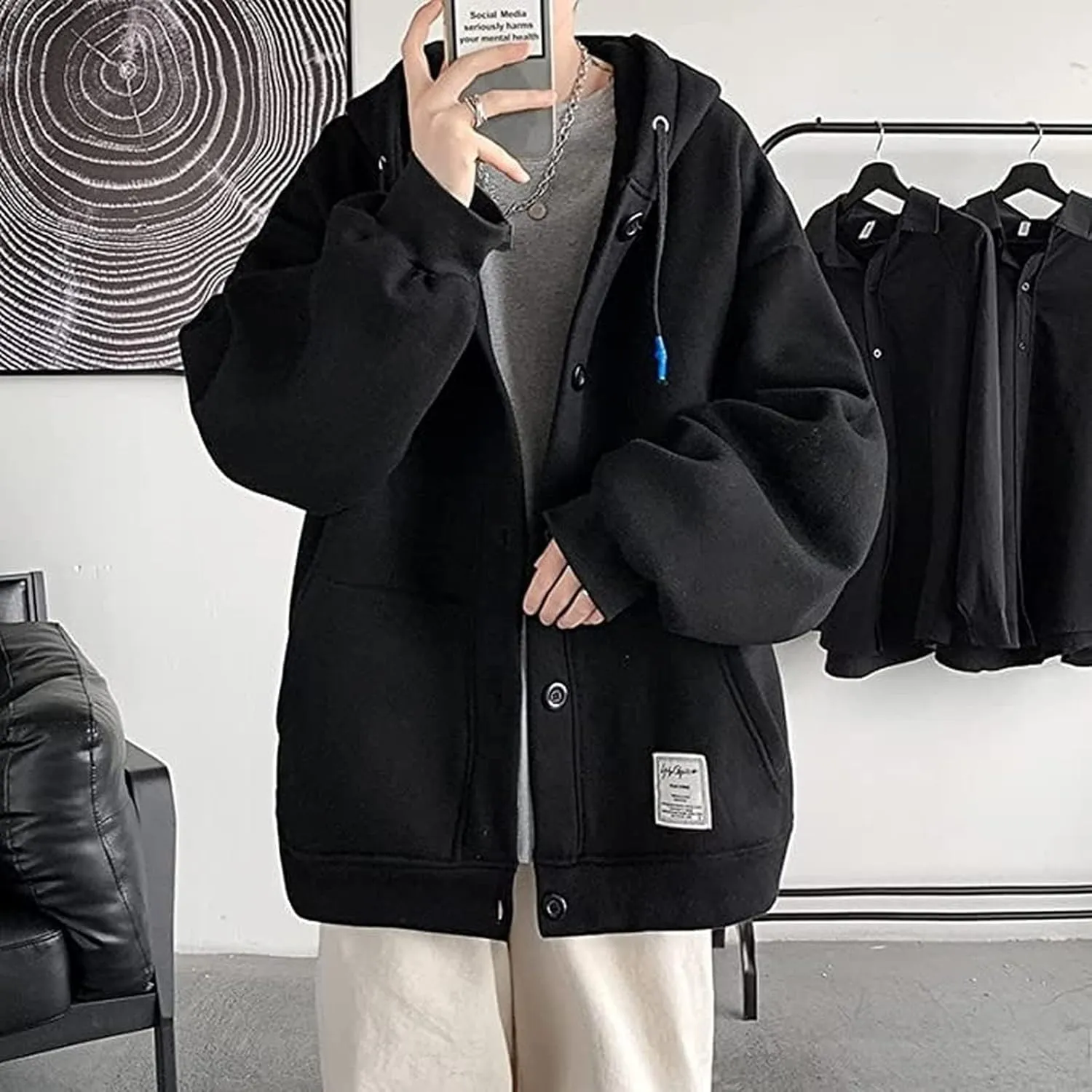 Men Women Harajuku Preppy Hoodies, Korean Aesthetic Oversized Soft Clothes Academia Hooded Sweatshirts Winter Fall