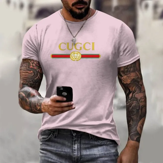 Men's 2021 3D GU pure color Printed T-shirt Breathable Streetwear Stitching Size XXS-6XL Summer Fashion