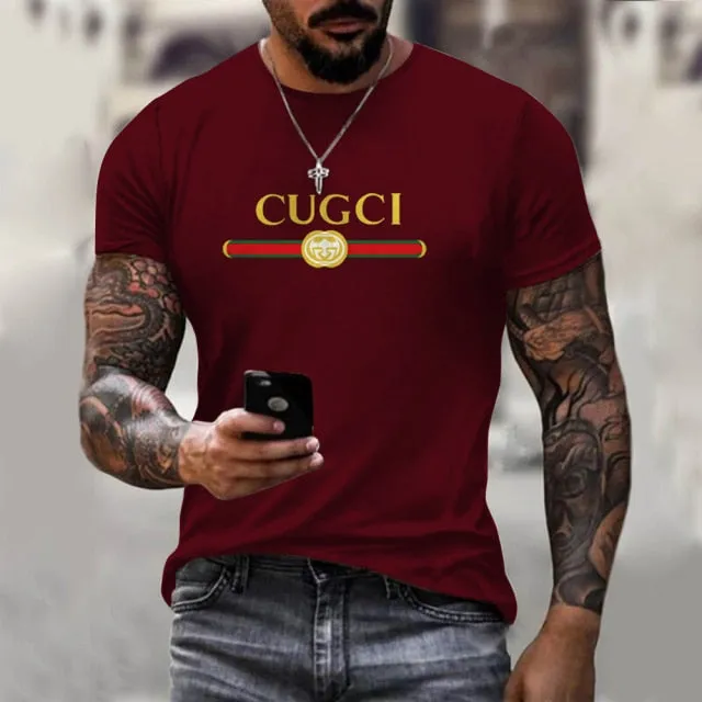 Men's 2021 3D GU pure color Printed T-shirt Breathable Streetwear Stitching Size XXS-6XL Summer Fashion