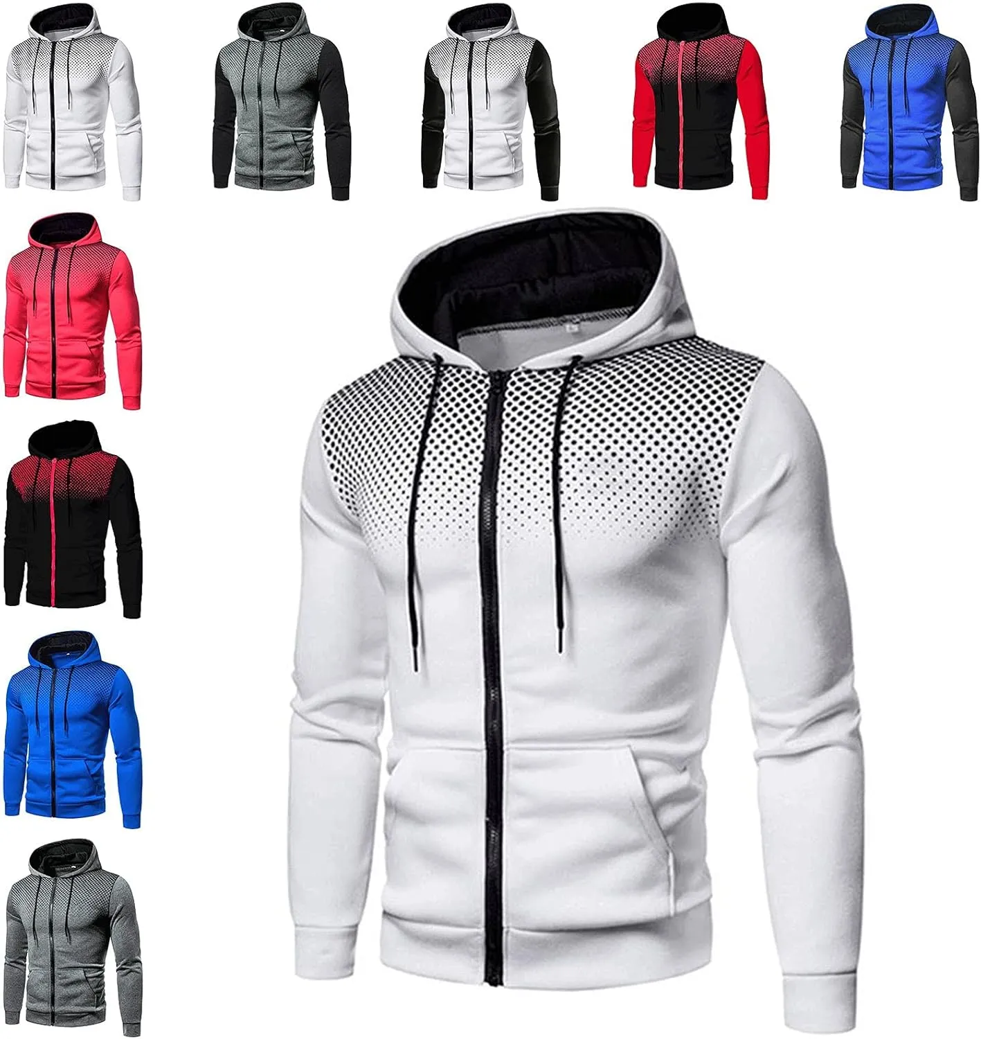 Men's Full Zip Up Hoodie Lightweight Soft Warm Hooded Sweatshirts Fashion Casual Work Active Jackets With Kanga Pocket