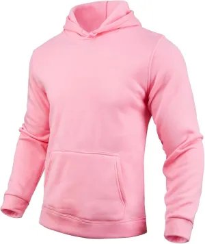 Men's Hooded Sweatshirts Long Sleeve Lightweight Hoodie Solid Color Casual Pullover Tops with Pocket