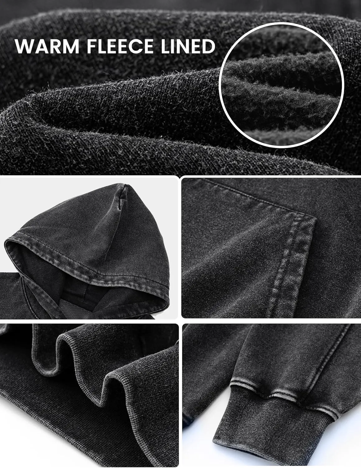 Mens Oversized Hoodies Vintage Cotton Heavyweight Fleece Pullover Baggy Acid Wash Hooded Sweatshirt Unisex Streetwear