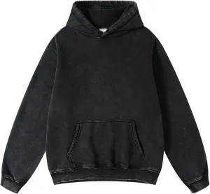 Mens Oversized Hoodies Vintage Cotton Heavyweight Fleece Pullover Baggy Acid Wash Hooded Sweatshirt Unisex Streetwear