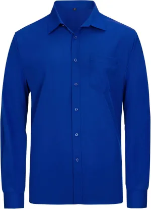 Men's Solid Soft Button Down Shirts Long Sleeve Casual Regular Fit Dress Shirt with Pocket