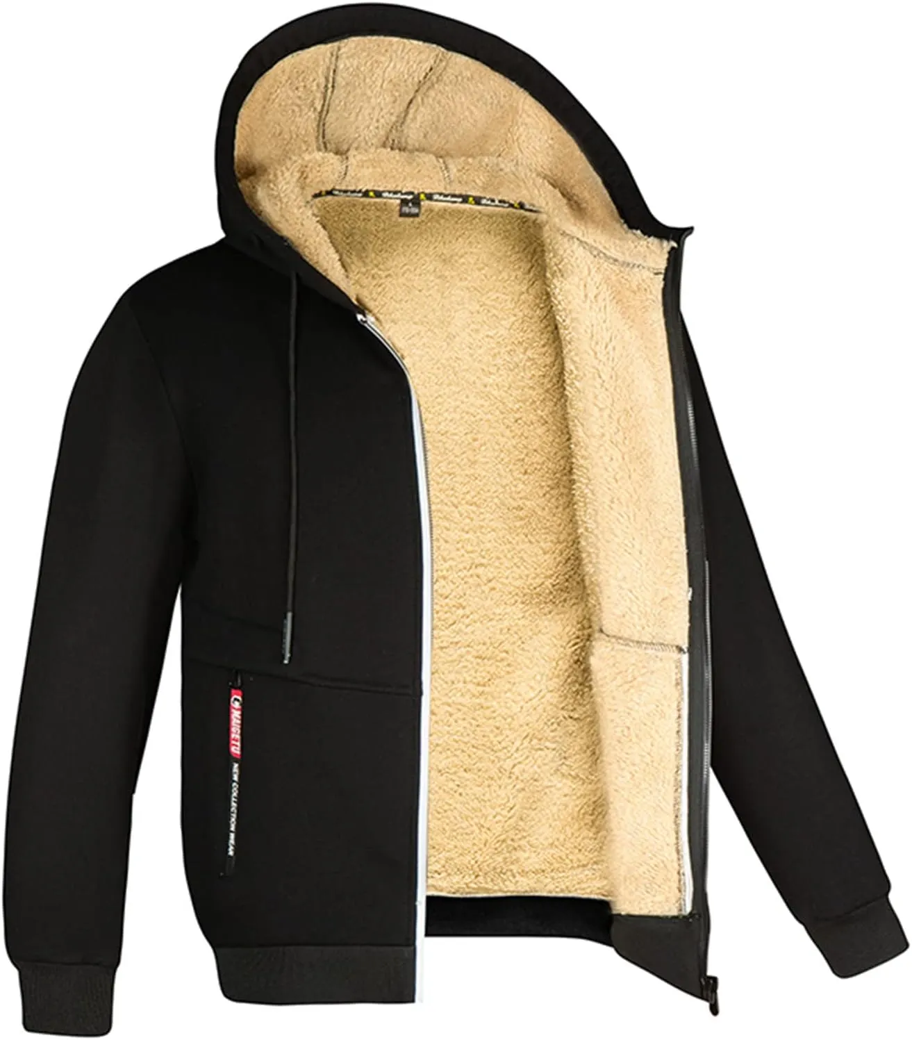 Men's Winter Sherpa Lined Hoodie Warm Fleece Hoodie Jacket Zip Up Sweatshirt Heavyweight Thick Coats with Pockets
