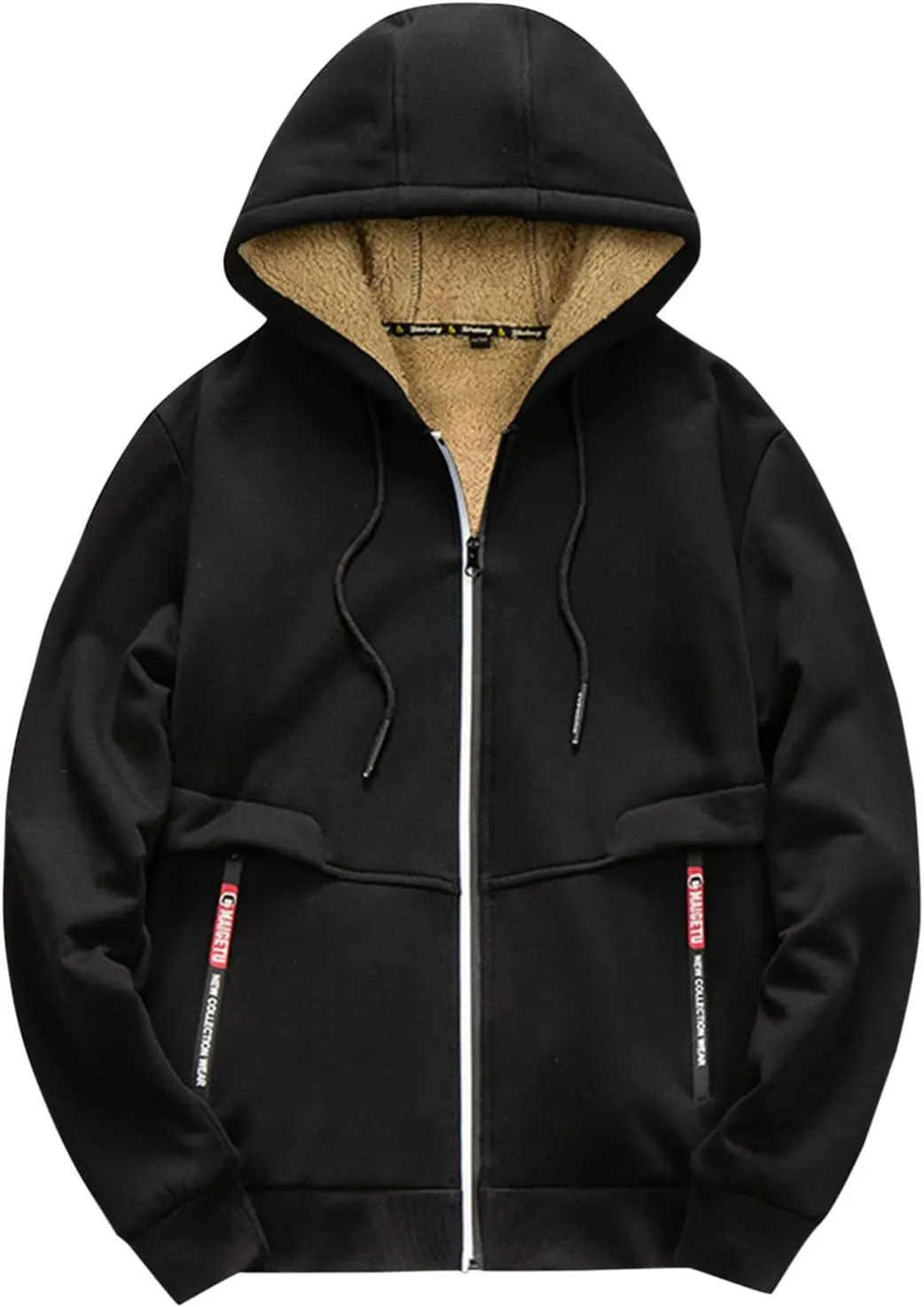 Men's Winter Sherpa Lined Hoodie Warm Fleece Hoodie Jacket Zip Up Sweatshirt Heavyweight Thick Coats with Pockets