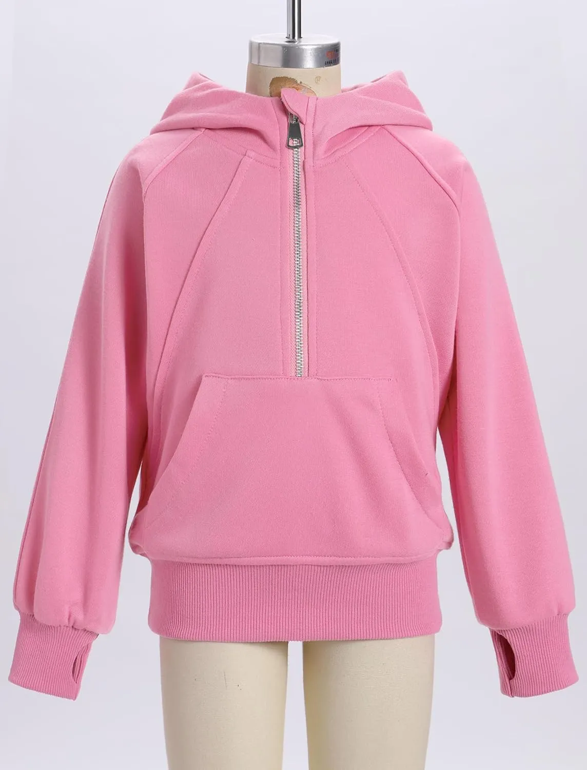 OBEEII Little Girls Sweatshirt Fleece Long Sleeve Zip Up Hoodies Half Zipper Sweatshirt with Pockets Fall Winter Pullover Top