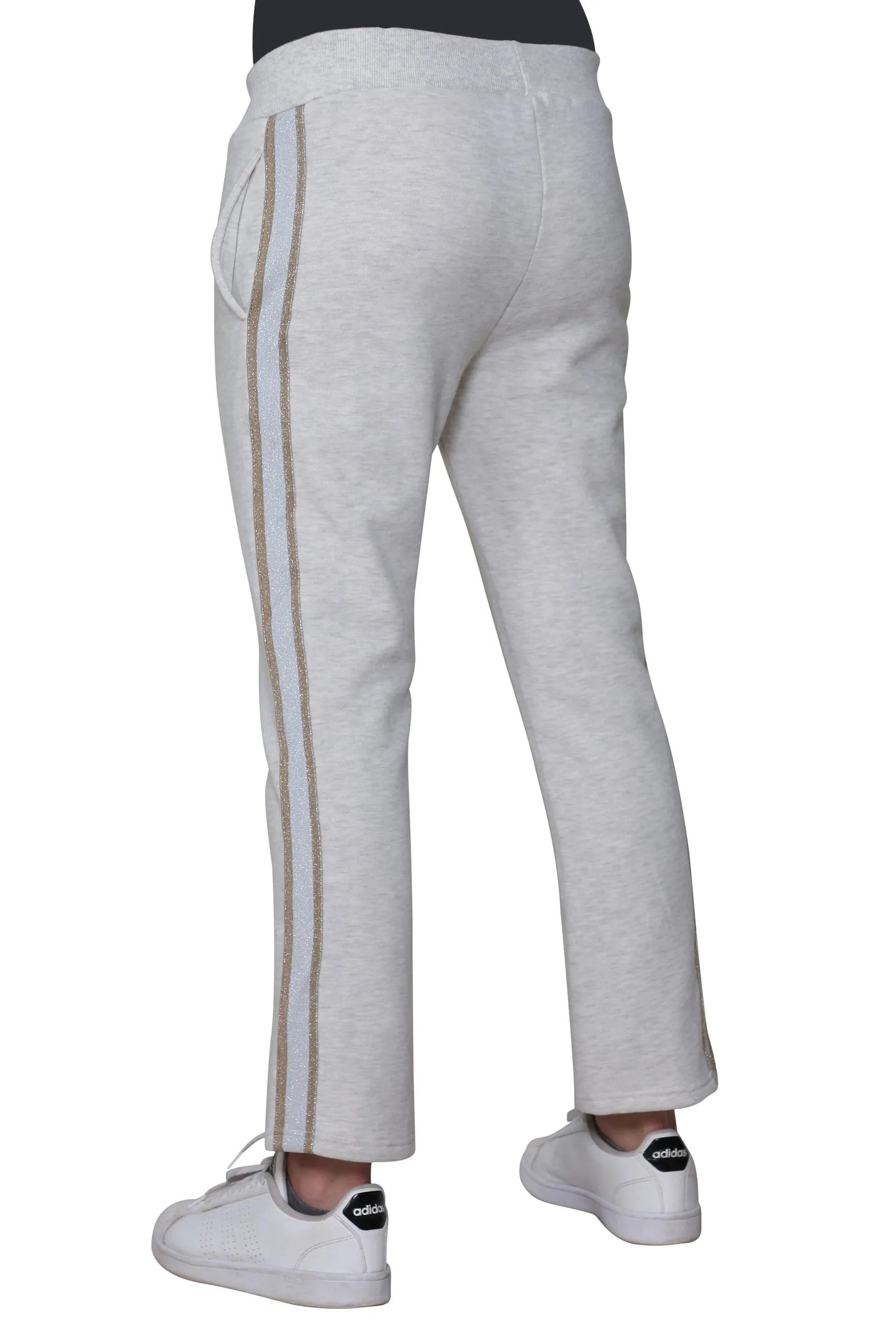 Plus Size French Terry Pant with Lurex Tuxedo Stripe Trim
