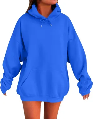 Plus Size Hoodie for Women Drop Shoulder Fleece Oversized Sweatshirts Baggy Pullover Tops Warm Winter Coat w/Pockets