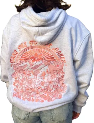 Preppy Embroidered Flower Hoodies for Teen Girl Women Y2K Back Graphic Printed Oversized Pullover Hooded Sweatshirts