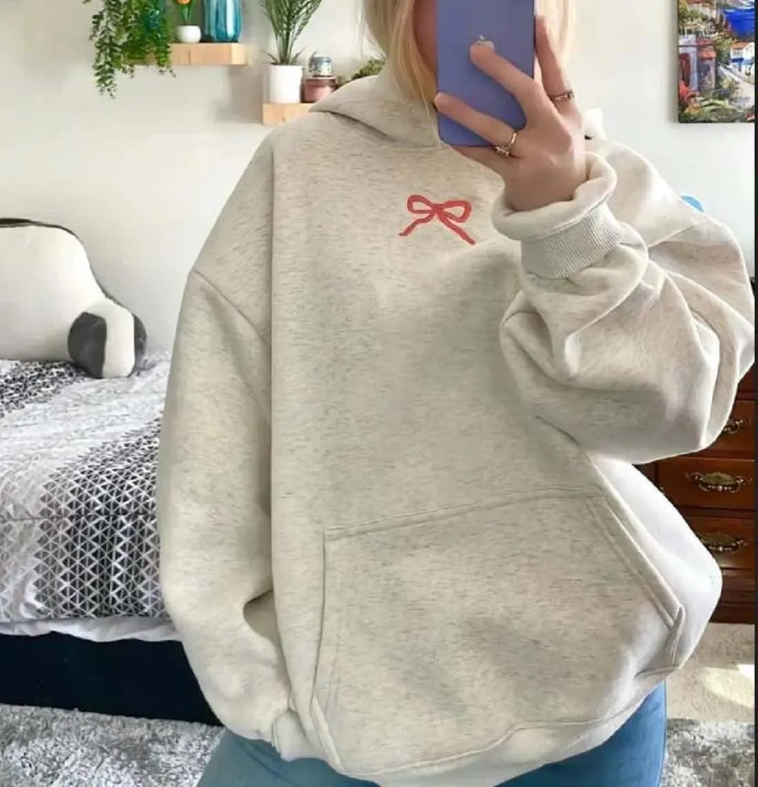 Preppy Embroidery Butterfly Letter Hoodies for Teen Girls Cute Y2k Oversized Graphic Pullover Sweatshirt Top