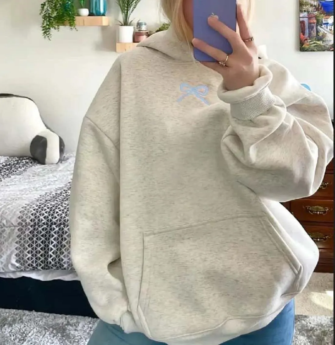 Preppy Embroidery Butterfly Letter Hoodies for Teen Girls Cute Y2k Oversized Graphic Pullover Sweatshirt Top