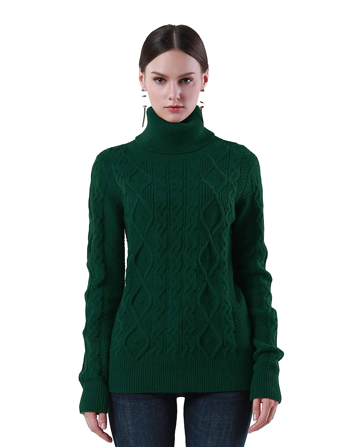 PrettyGuide Women's Turtleneck Sweater Long Sleeve Cable Knit Sweater Pullover Tops