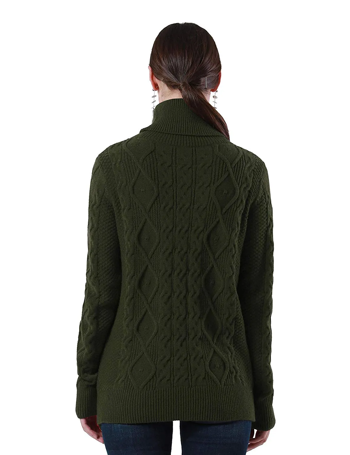 PrettyGuide Women's Turtleneck Sweater Long Sleeve Cable Knit Sweater Pullover Tops