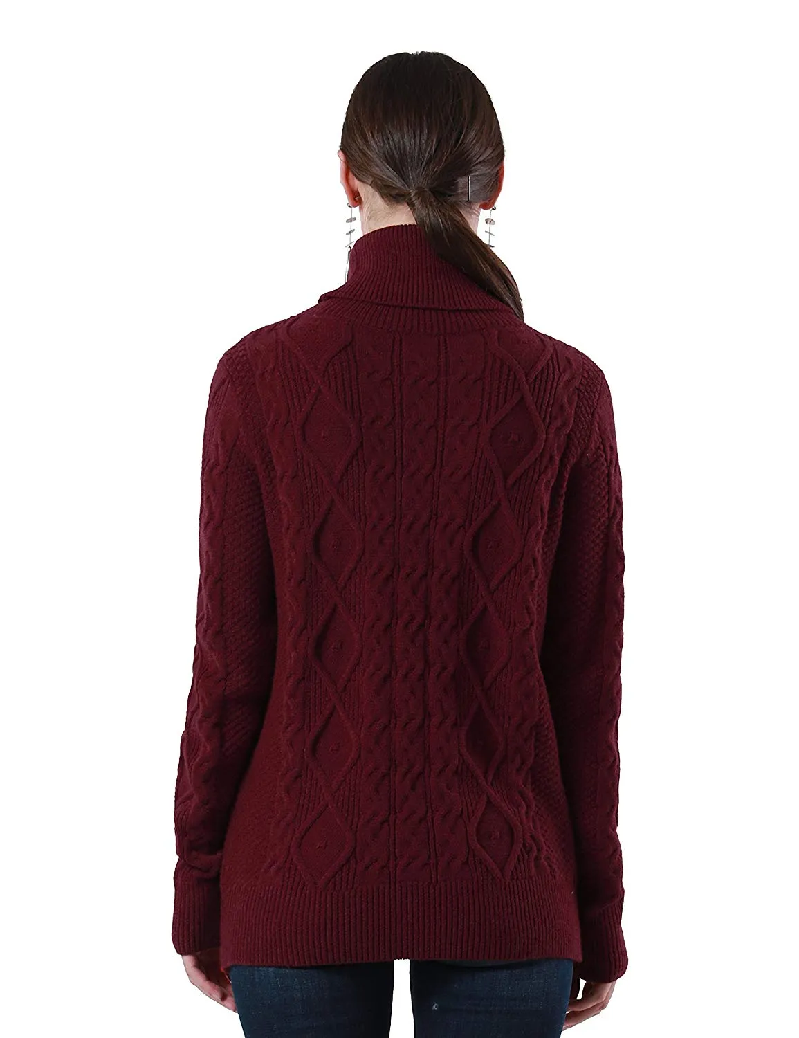 PrettyGuide Women's Turtleneck Sweater Long Sleeve Cable Knit Sweater Pullover Tops