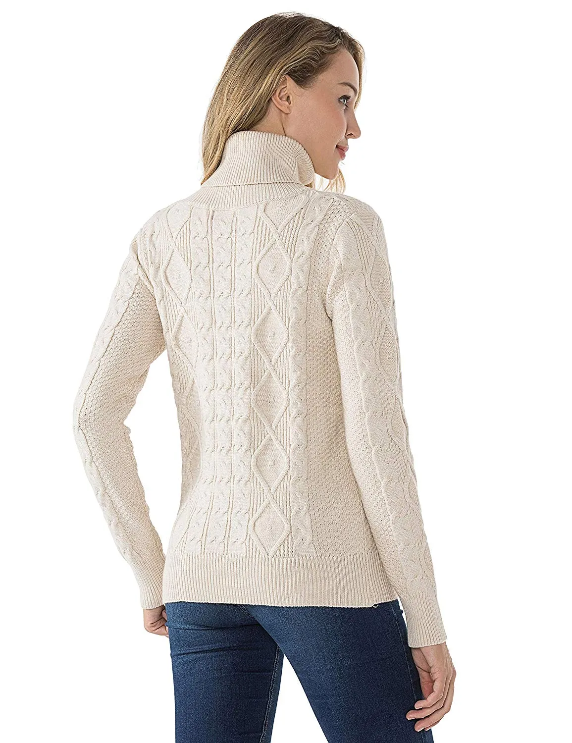 PrettyGuide Women's Turtleneck Sweater Long Sleeve Cable Knit Sweater Pullover Tops
