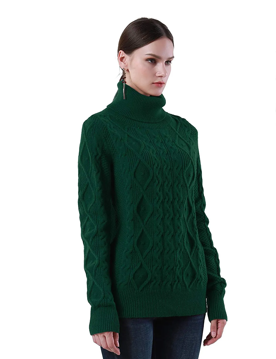PrettyGuide Women's Turtleneck Sweater Long Sleeve Cable Knit Sweater Pullover Tops