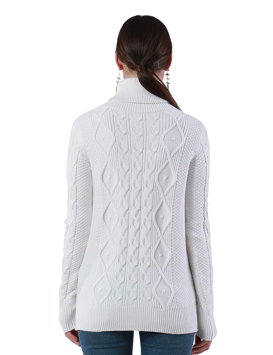 PrettyGuide Women's Turtleneck Sweater Long Sleeve Cable Knit Sweater Pullover Tops