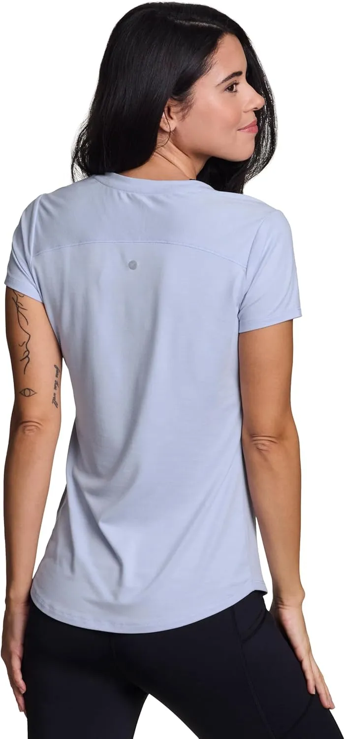 RBX Running Shirt for Women, Short Sleeve Buttery Soft Lightweight Space Dye V-Neck T-Shirt