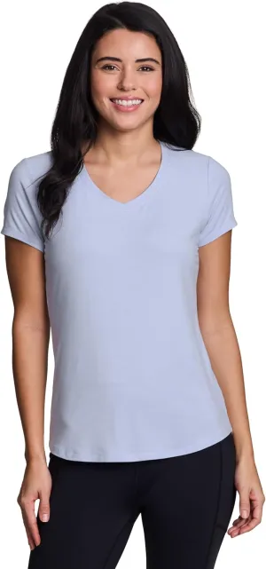 RBX Running Shirt for Women, Short Sleeve Buttery Soft Lightweight Space Dye V-Neck T-Shirt