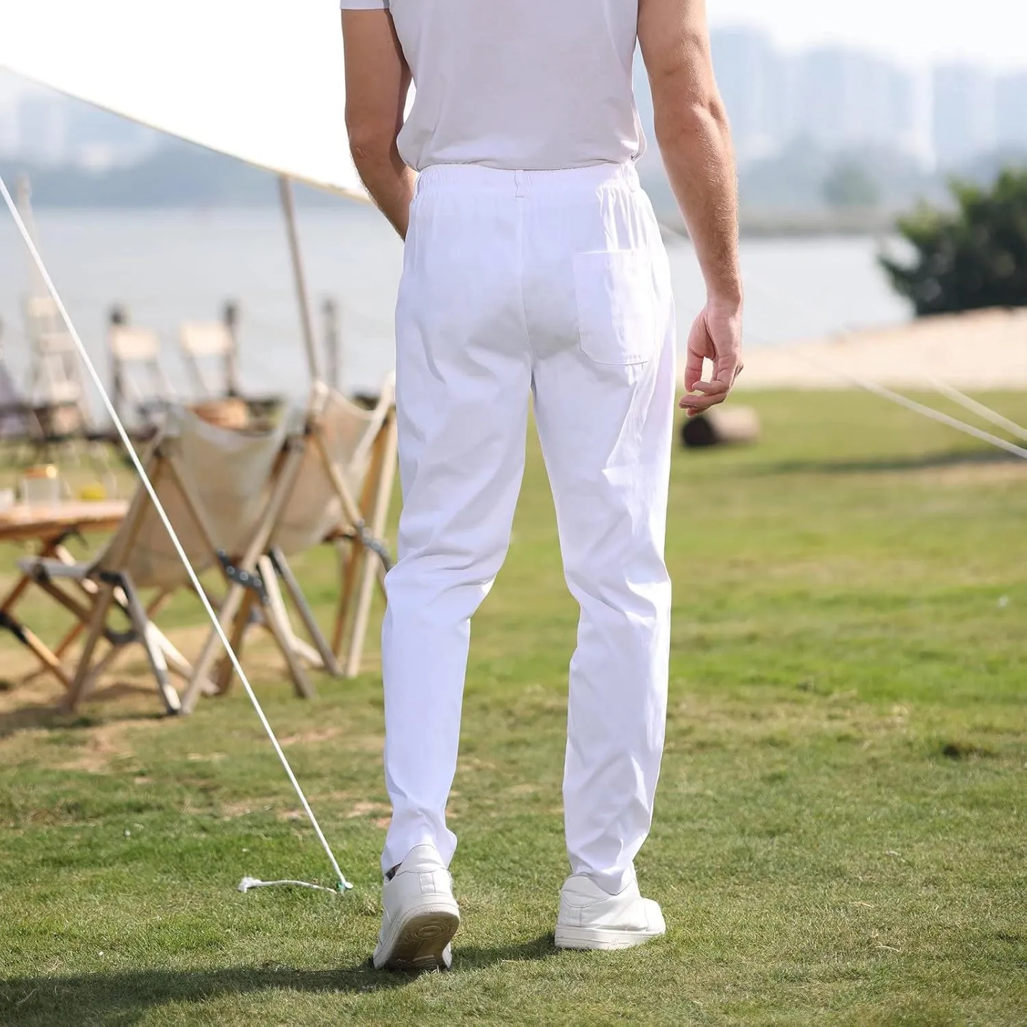 Rela Bota Mens Jogger Pants Loose Bussiness Pants Soft Stretch Chino Pant Drawstring Elastic Waist