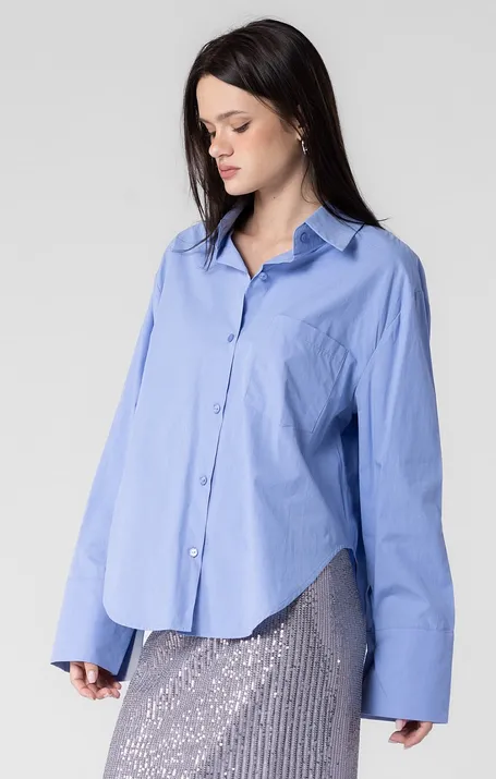Riley Oversized Blouse in Ocean Blue